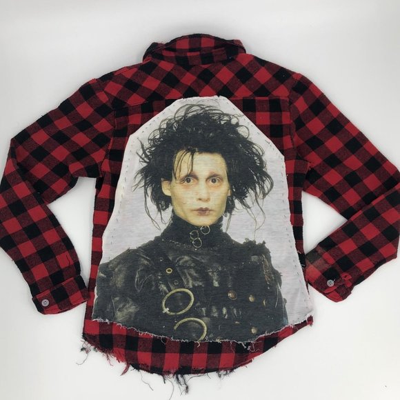 Vintage Edward Scissor Hands Red/Black Flannel Top - Picture 1 of 8